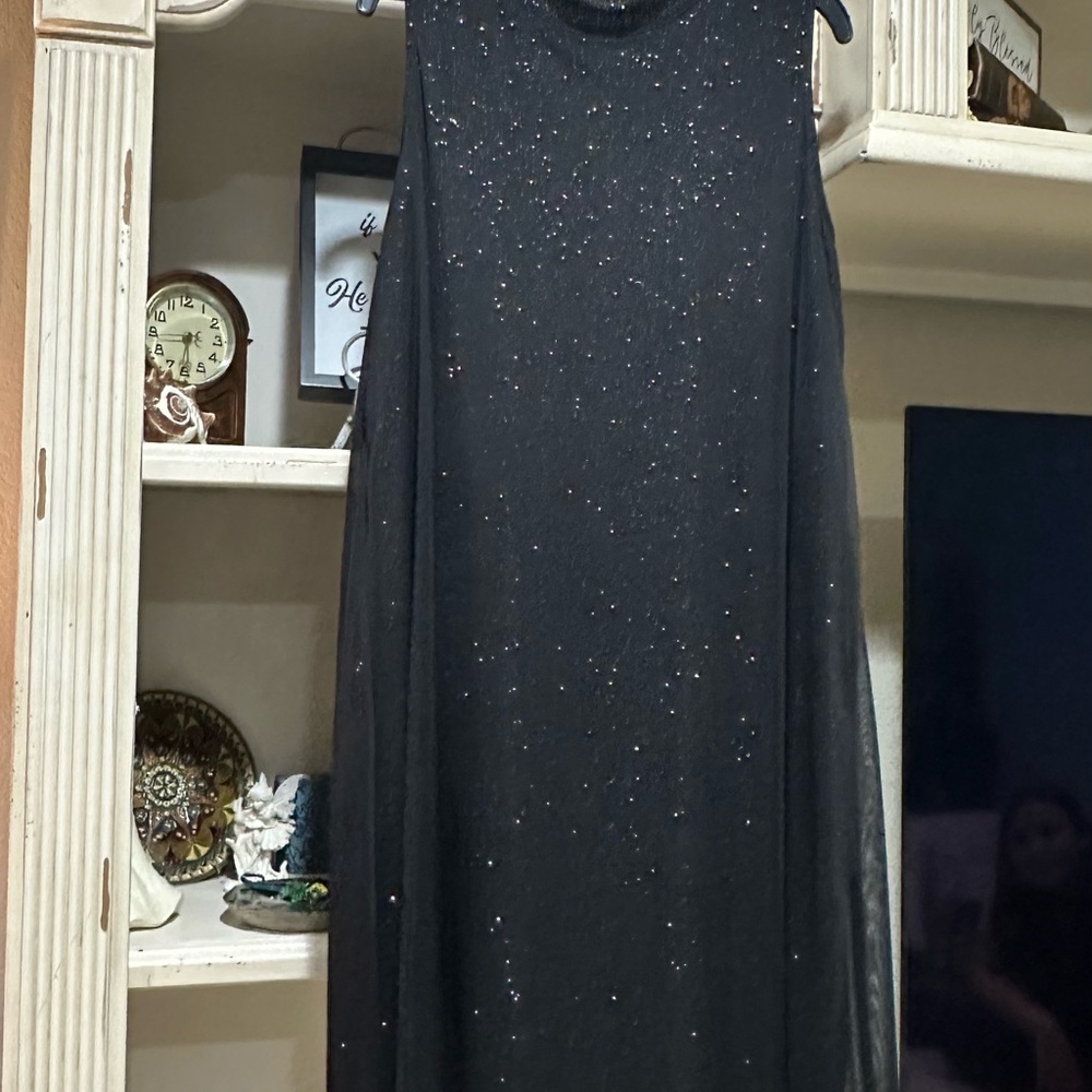Black Sheath Midi Dress with Mock Neck for Cocktail Night Out